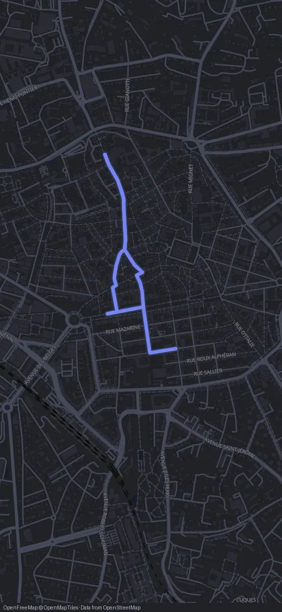 Route map for the Aix-en-Provence walking tour
