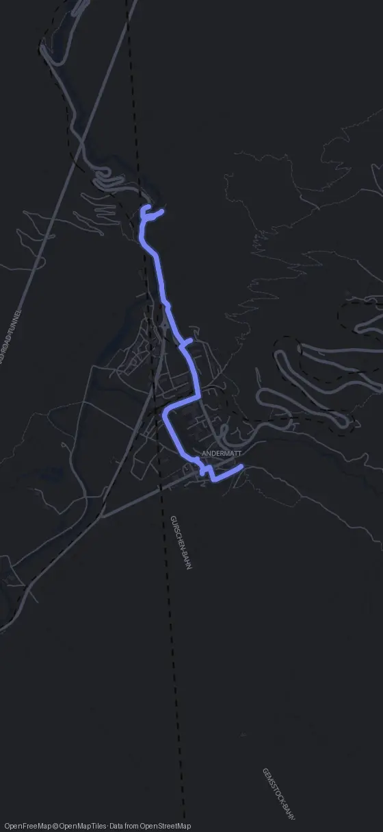 Route map for the Andermatt walking tour