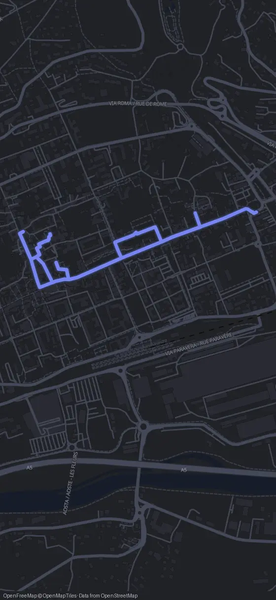 Route map for the Aosta walking tour