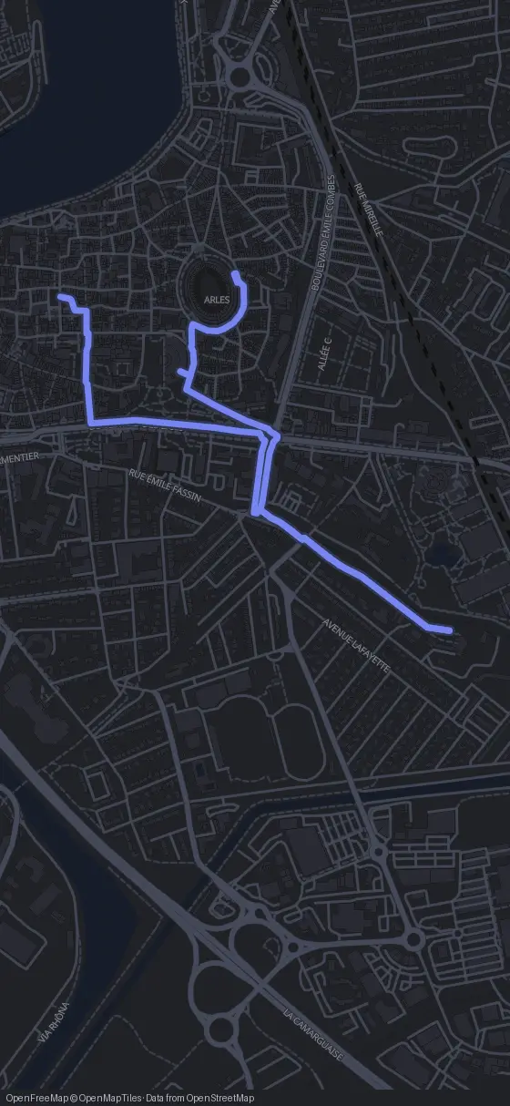 Route der Tour durch Arles