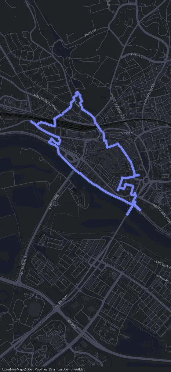 Route map for the Arnhem walking tour