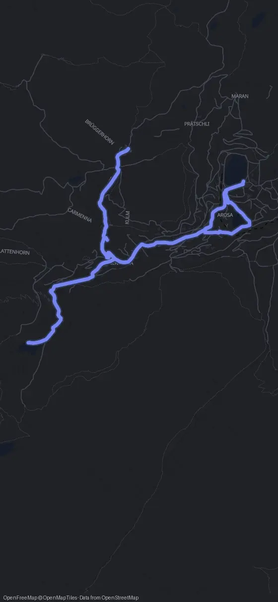 Route map for the Arosa walking tour