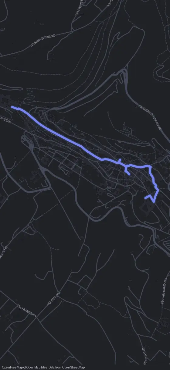Route map for the Assisi walking tour