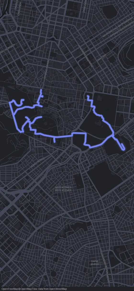 Route map for the Athens walking tour