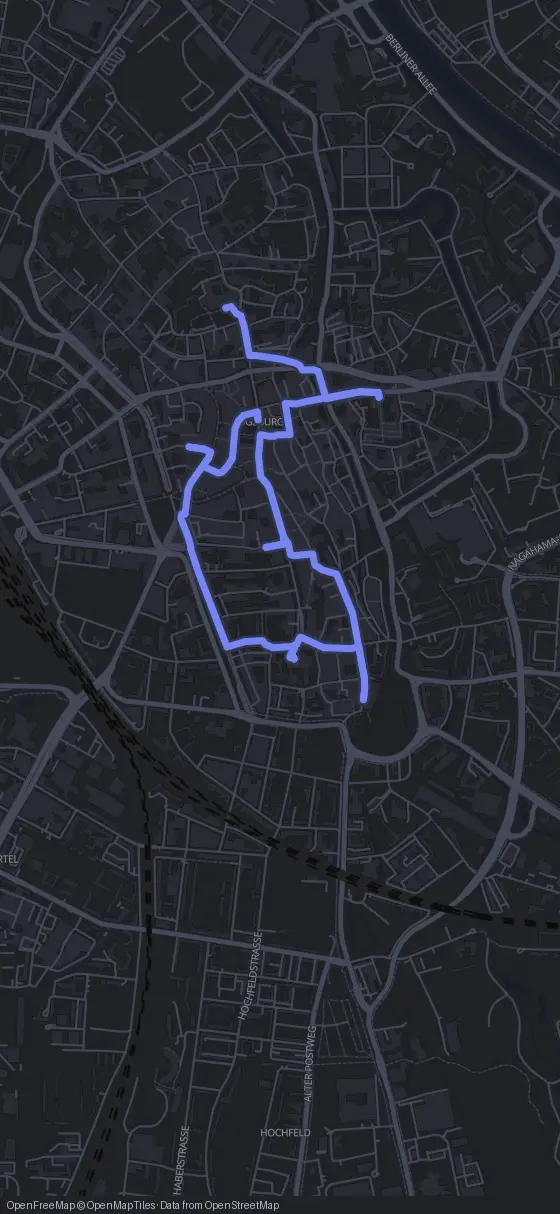 Route map for the Augsburg walking tour