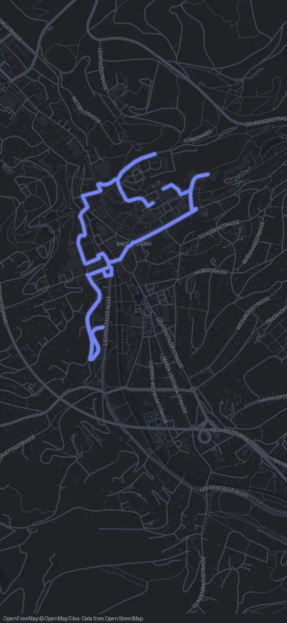 Route der Tour durch Baden-Baden