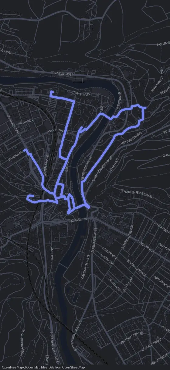 Route der Tour durch Baden