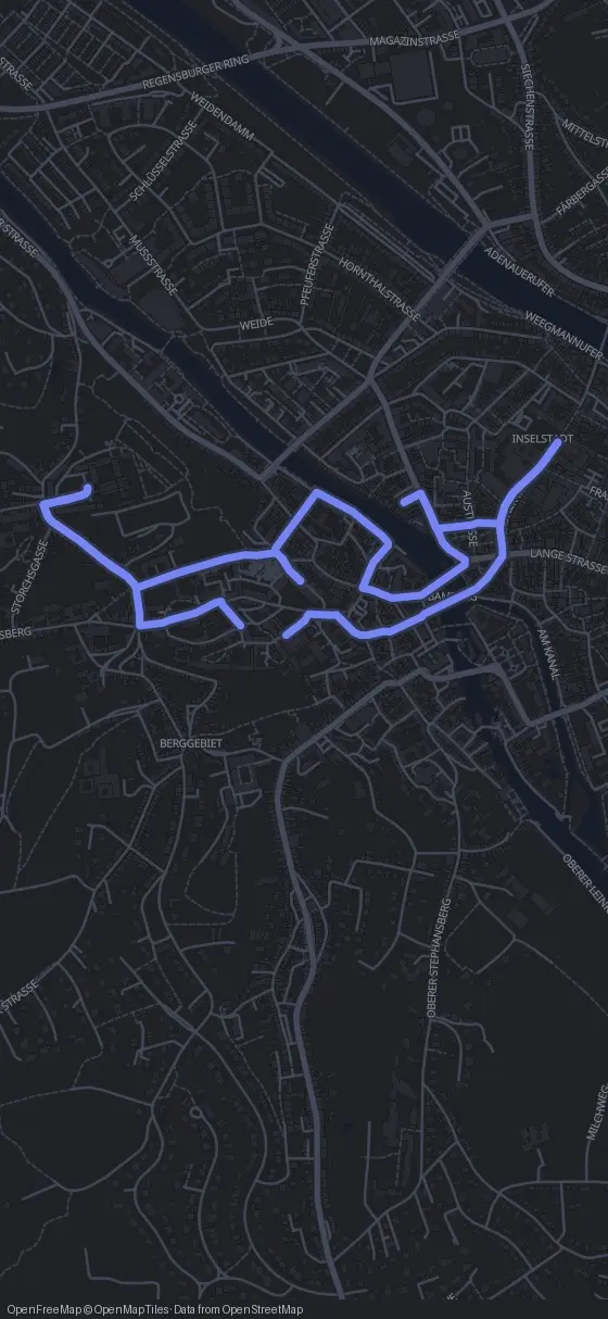 Route map for the Bamberg walking tour