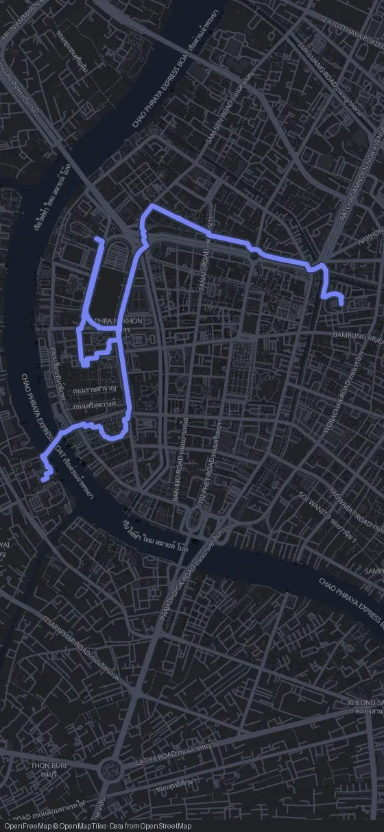 Route der Tour durch Bangkok