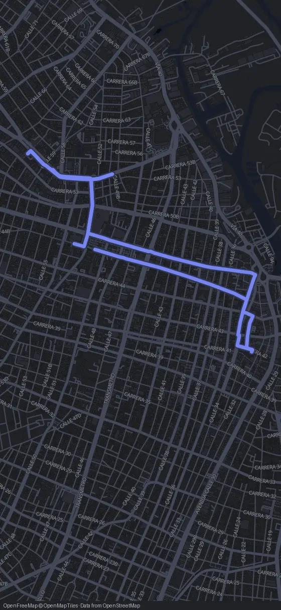 Route map for the Barranquilla walking tour