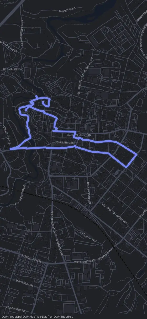 Route map for the Bautzen walking tour
