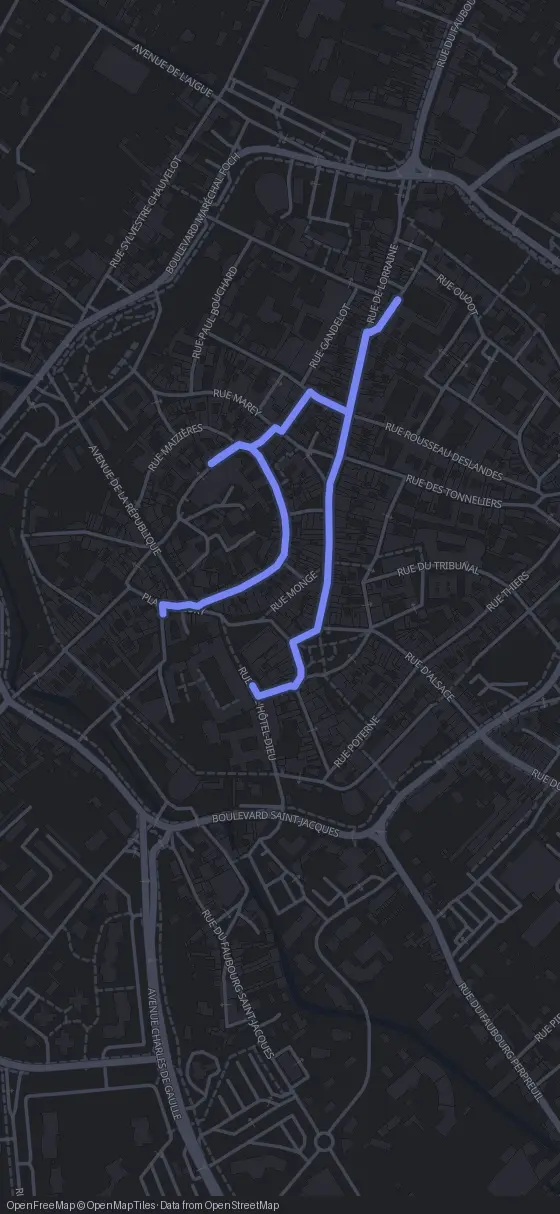 Route map for the Beaune walking tour