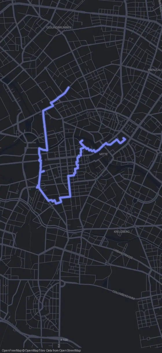 Route map for the Berlin walking tour
