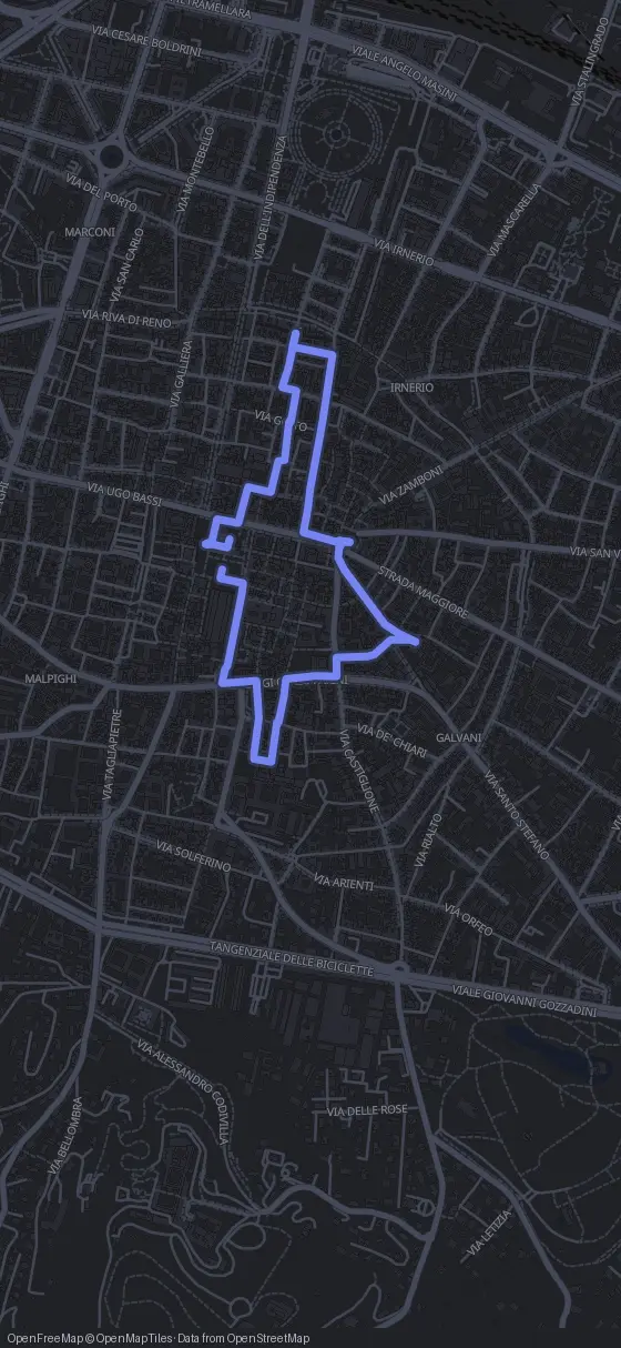 Route map for the Bologna walking tour