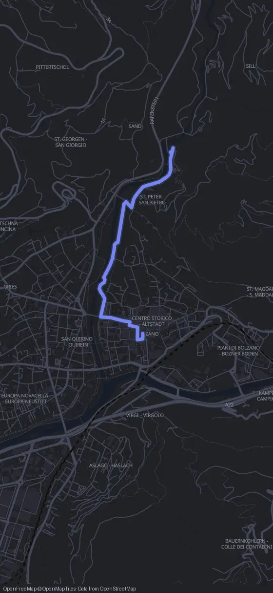 Route der Tour durch Bozen