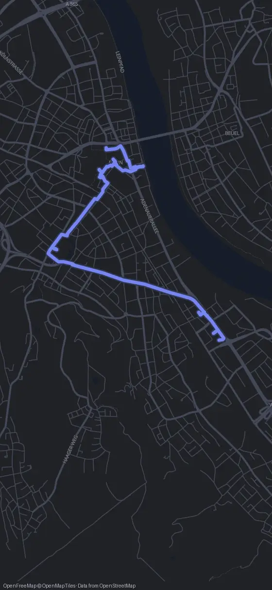 Route map for the Bonn walking tour
