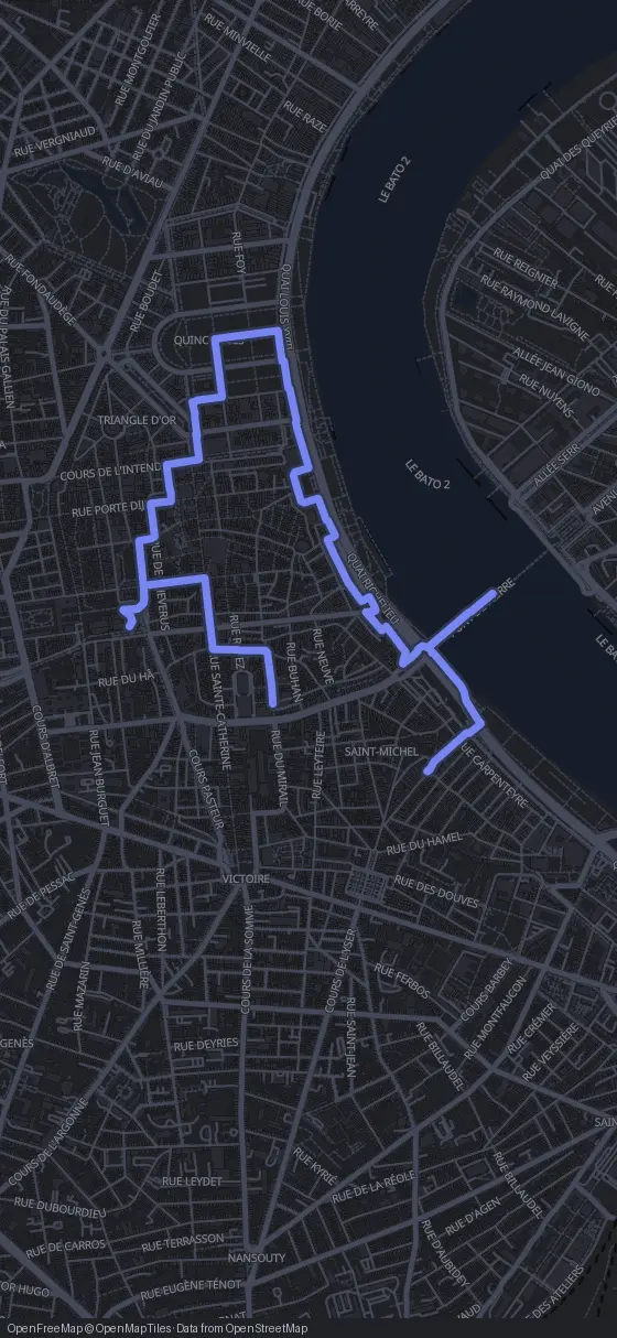 Route der Tour durch Bordeaux