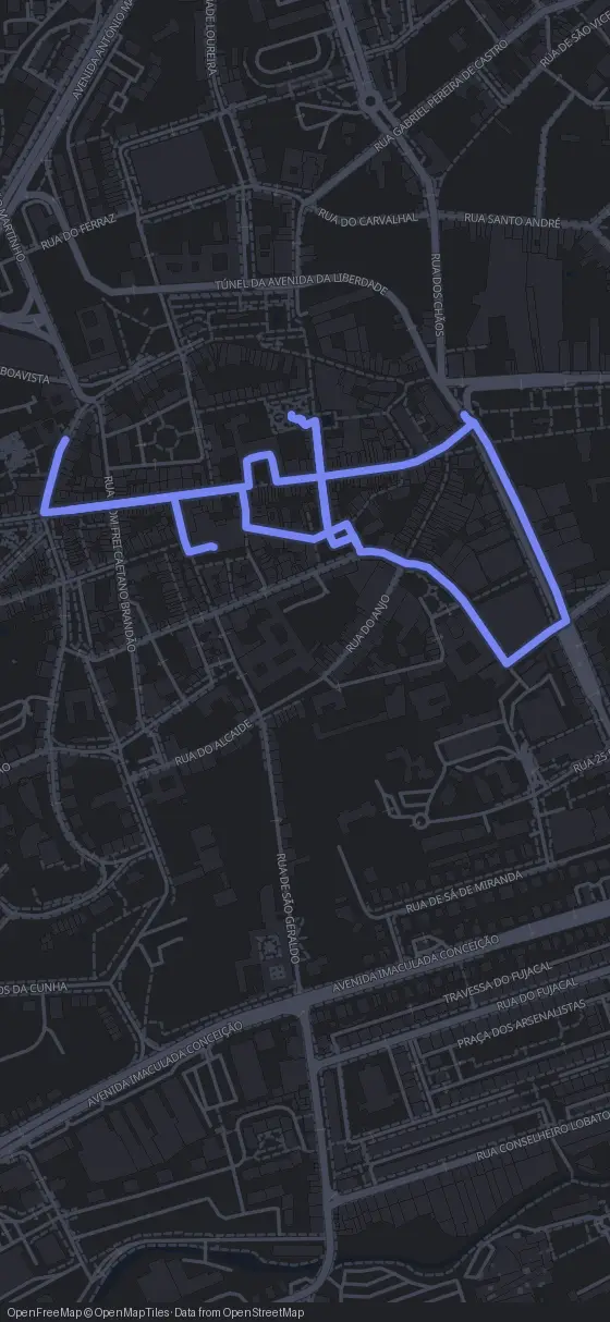 Route map for the Braga walking tour