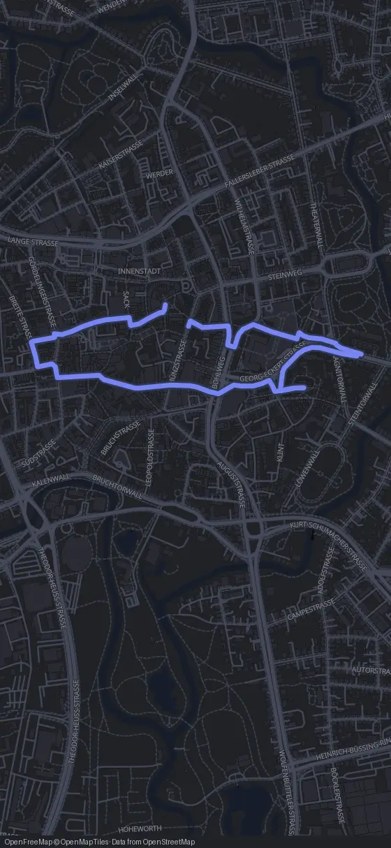 Route der Tour durch Braunschweig