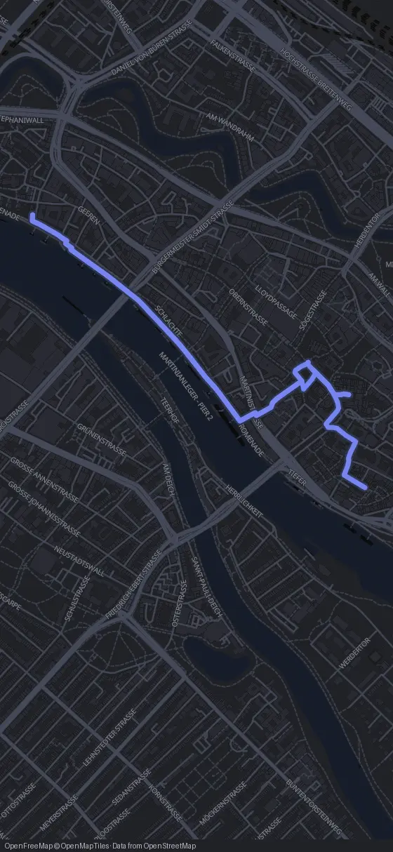 Route map for the Bremen walking tour