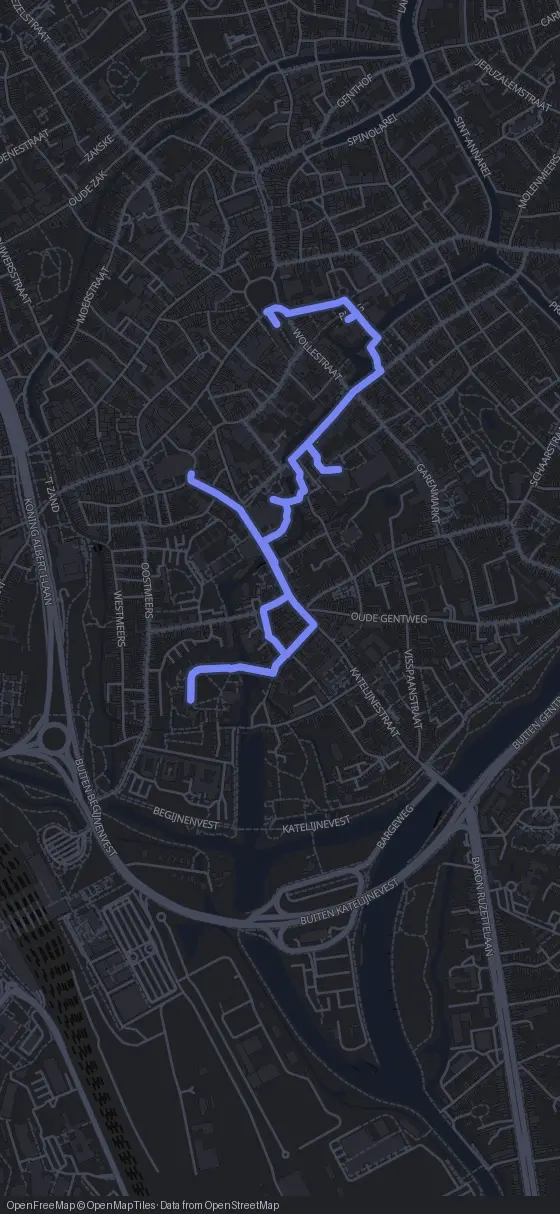 Route der Tour durch Brügge