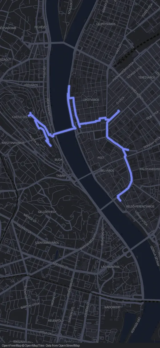 Route der Tour durch Budapest