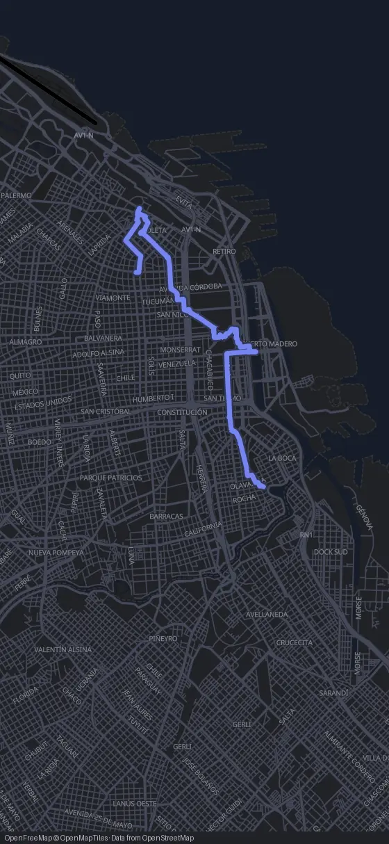 Route der Tour durch Buenos Aires