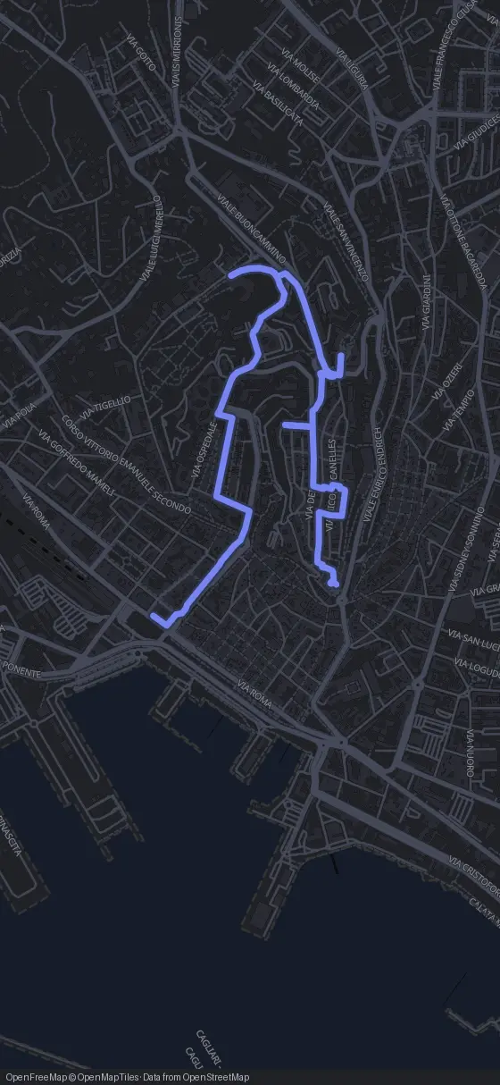 Route der Tour durch Cagliari