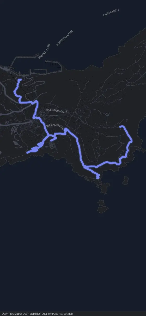 Route map for the Capri walking tour