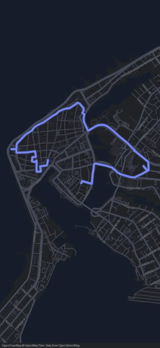 Route der Tour durch Cartagena de Indias