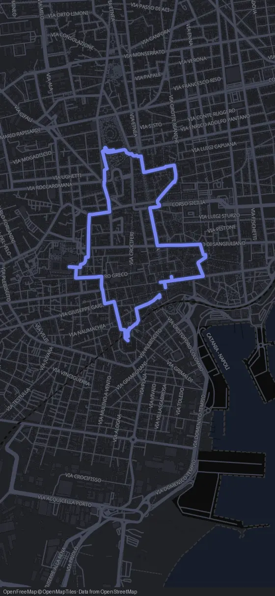 Route der Tour durch Catania