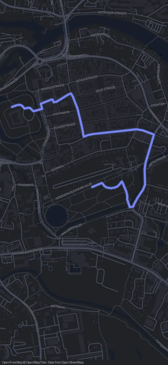 Route map for the Celle walking tour
