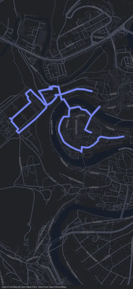 Route der Tour durch Český Krumlov