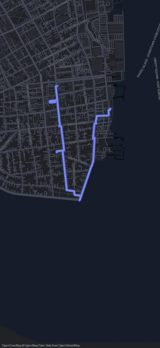Route der Tour durch Charleston
