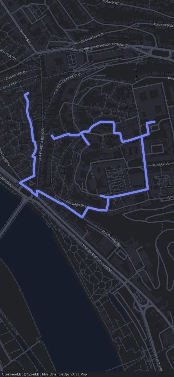 Route der Tour durch Coimbra