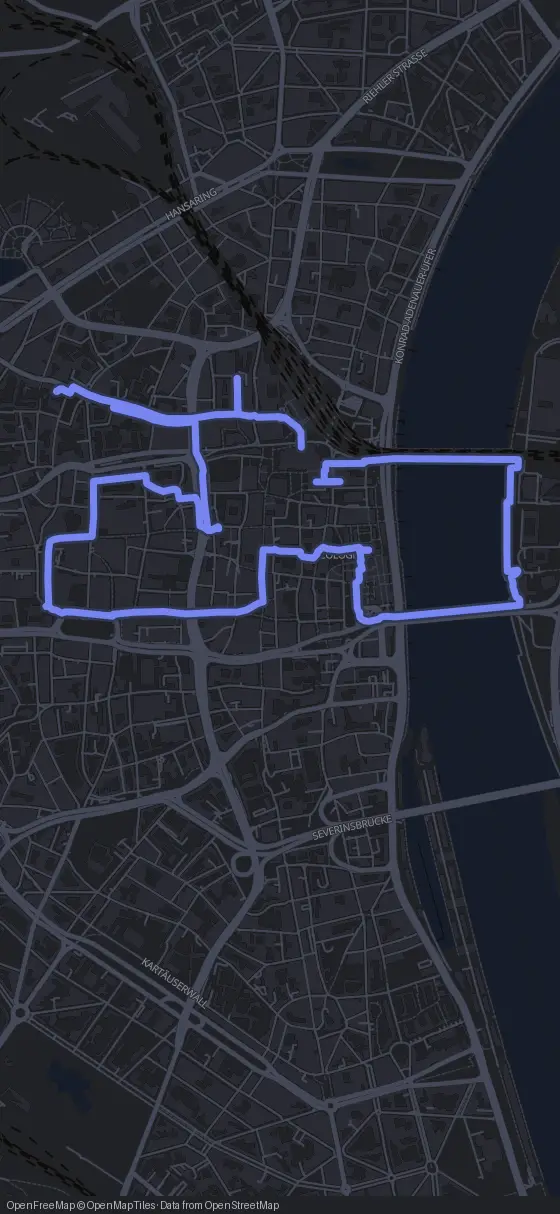 Route der Tour durch Köln