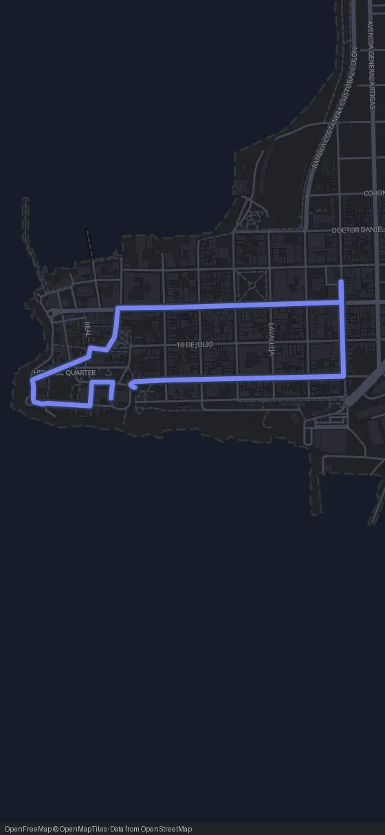 Route map for the Colonia del Sacramento walking tour