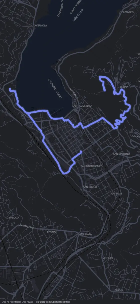 Route der Tour durch Como