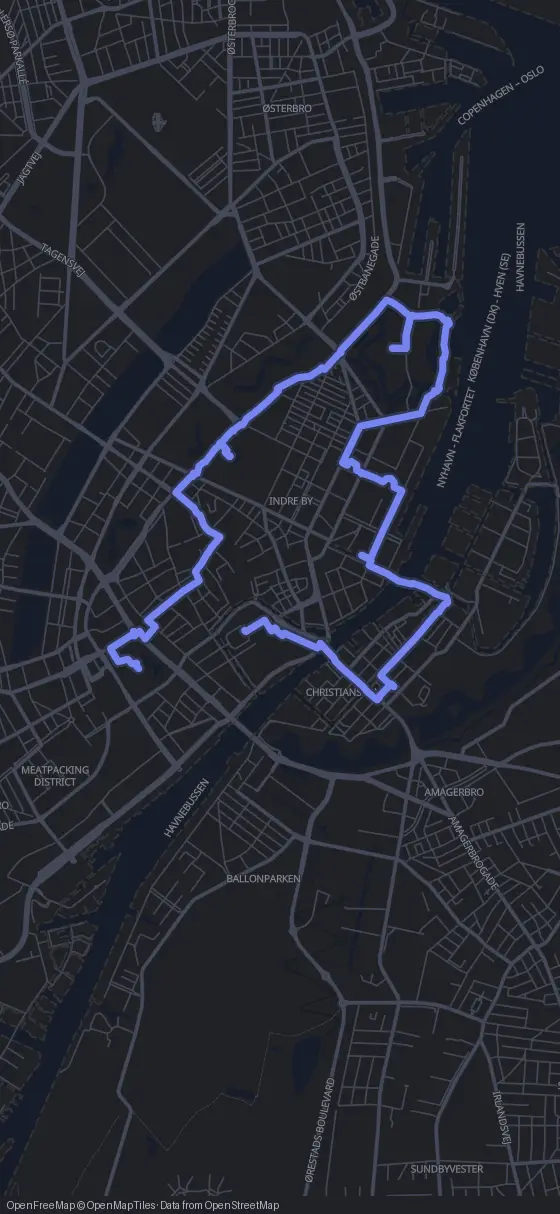 Route der Tour durch Kopenhagen