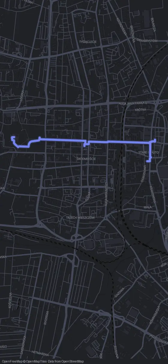 Route der Tour durch Tschenstochau