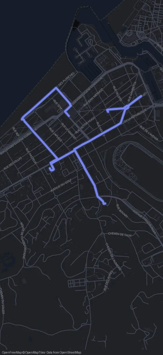 Route map for the Deauville walking tour