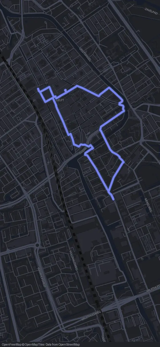 Route der Tour durch Delft