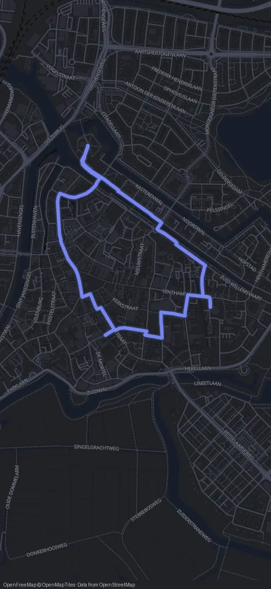 Route map for the 's-Hertogenbosch walking tour