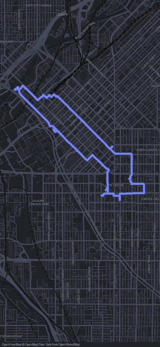 Route der Tour durch Denver