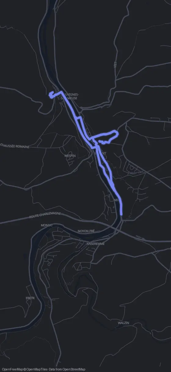 Route der Tour durch Dinant