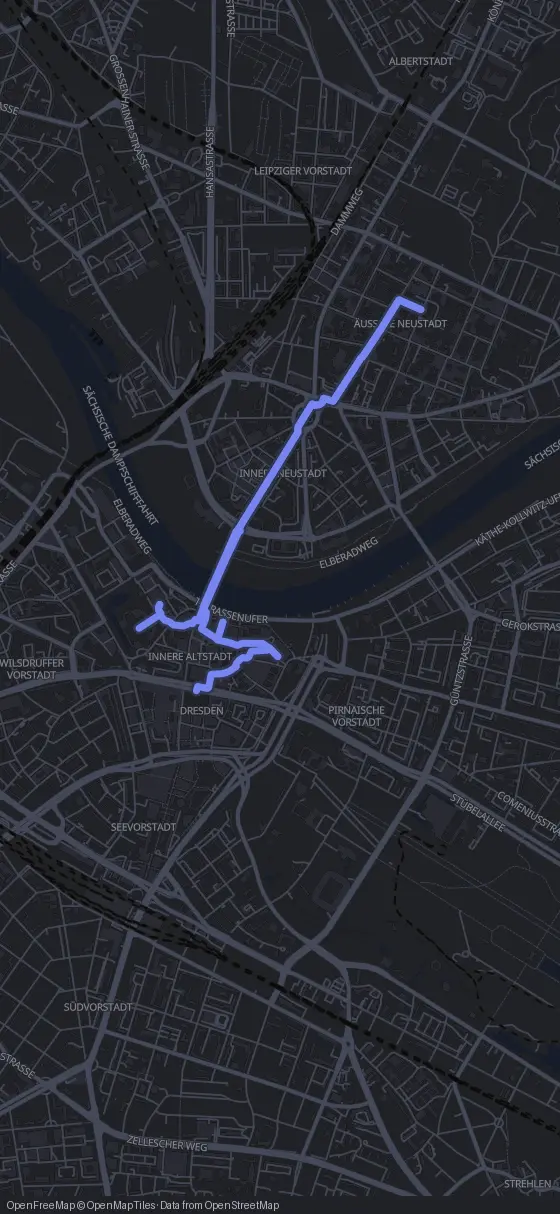 Route der Tour durch Dresden