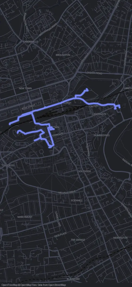 Route der Tour durch Edinburgh
