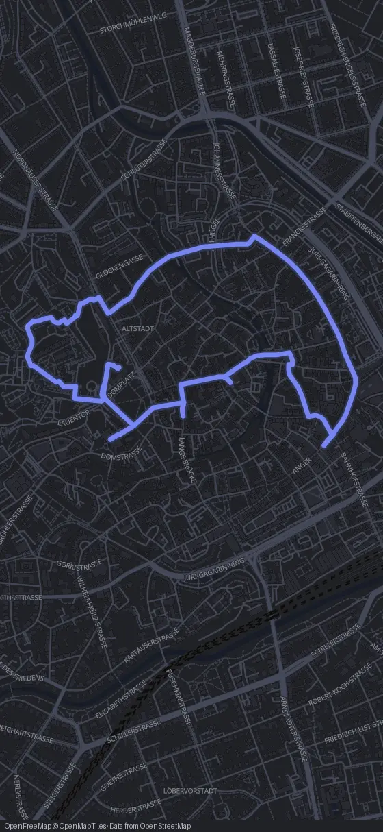 Route der Tour durch Erfurt