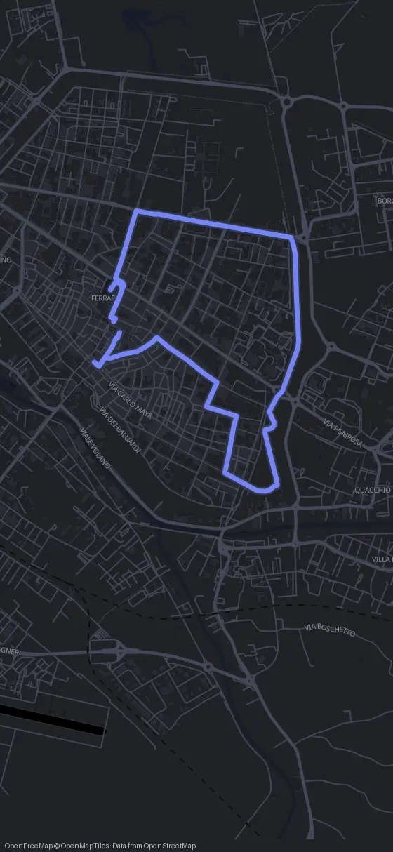 Route map for the Ferrara walking tour