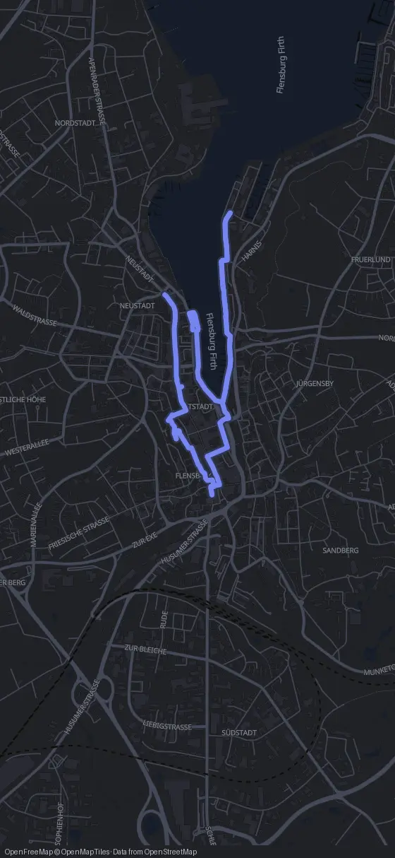 Route der Tour durch Flensburg